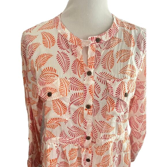 Roberta Roller Rabbit •L• YANA Tunic Shirt Dress Button Up Cotton Drawstring NWT - Picture 2 of 12